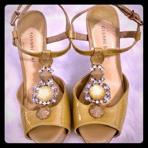 Gold Gianni Bini 6.5 Jeweled Heels